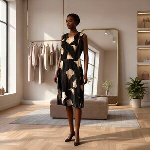 Calvin Klein Floral Midi Scuba Dress